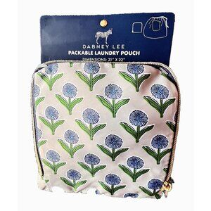 Dabney Lee Packable Laundry Pouch 21 X 22 Blue Flower Expandable Travel Gift